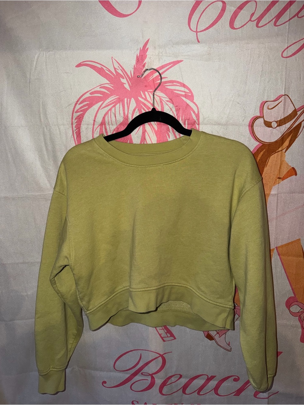 Zara Olive Green Cropped Sweatshirt